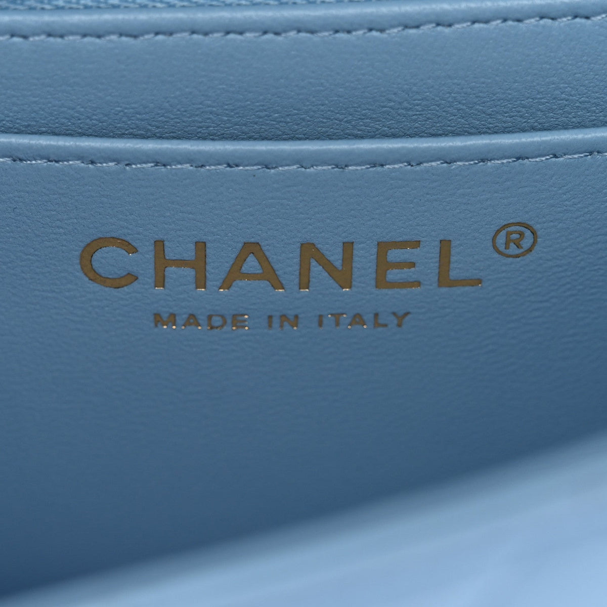 Lambskin Quilted Mini Rectangular Flap Light Blue