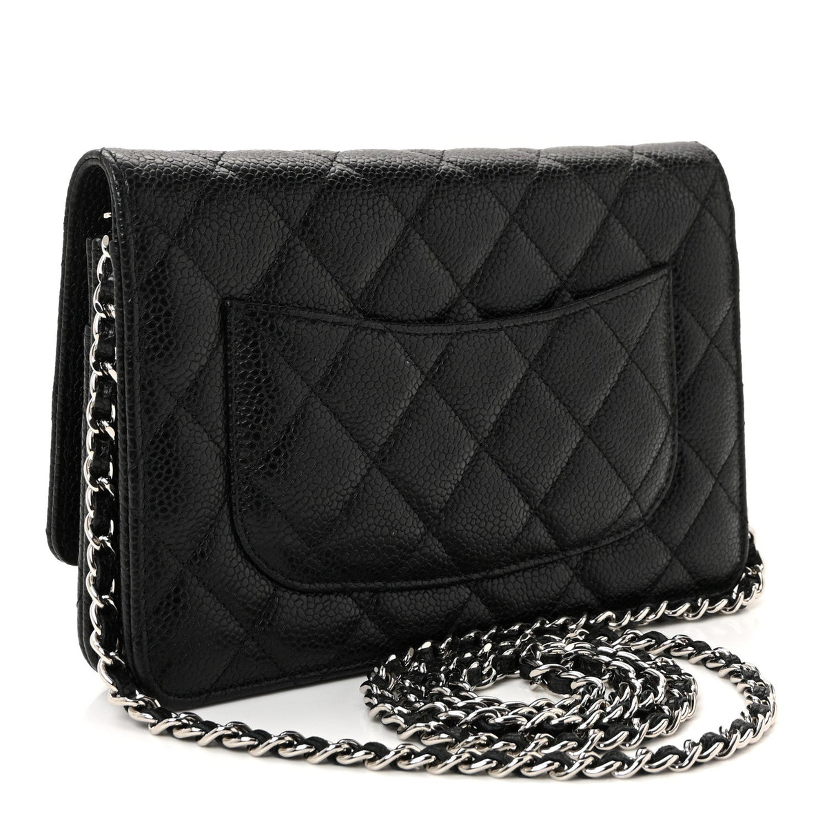 Caviar Quilted Wallet on Chain WOC Black