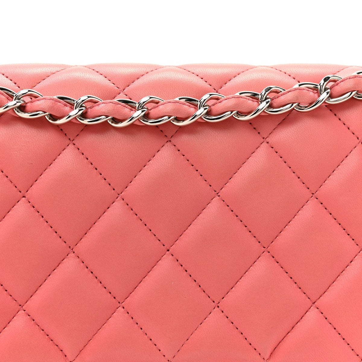 Lambskin Quilted Jumbo Double Flap Pink