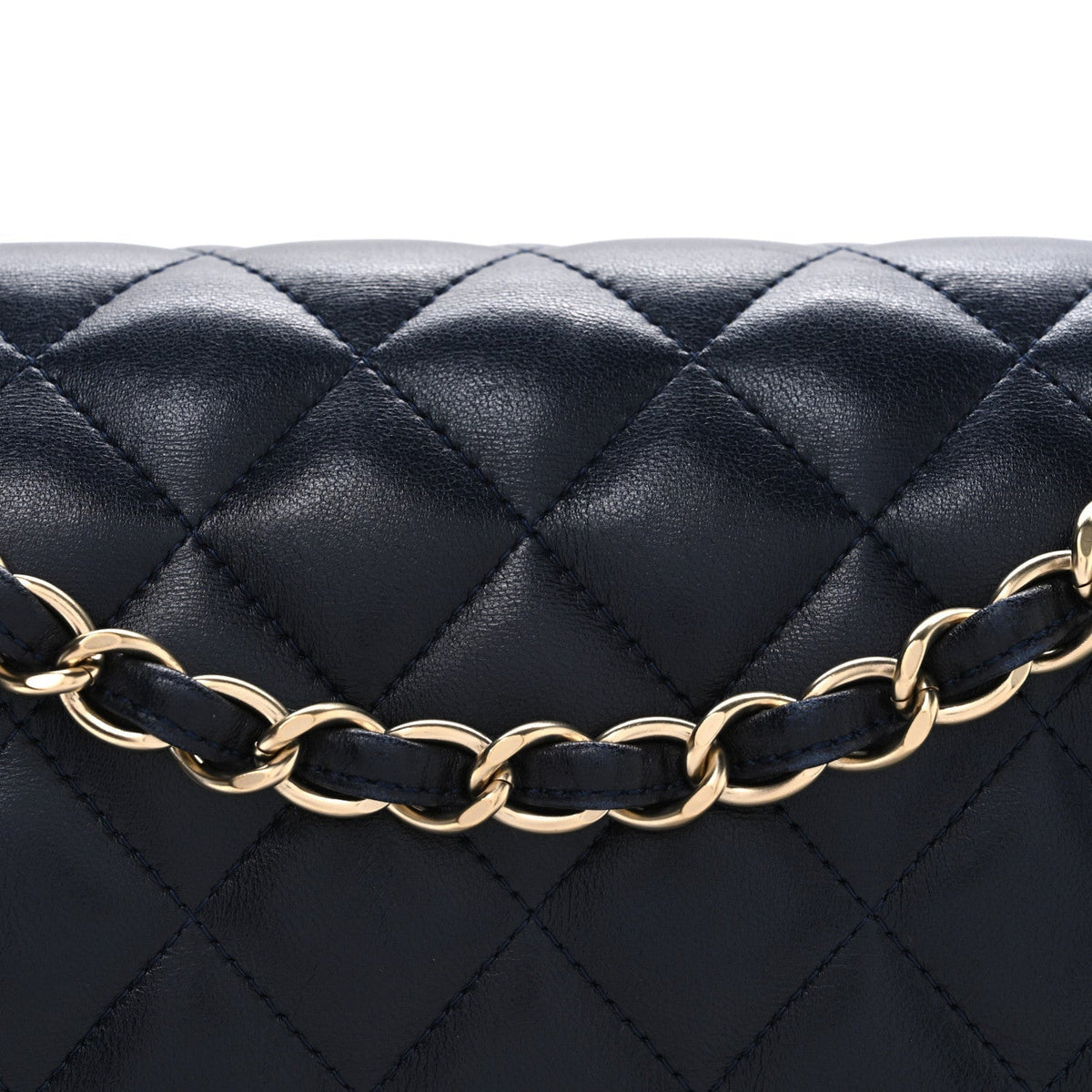 Lambskin Quilted Jumbo Double Flap Navy