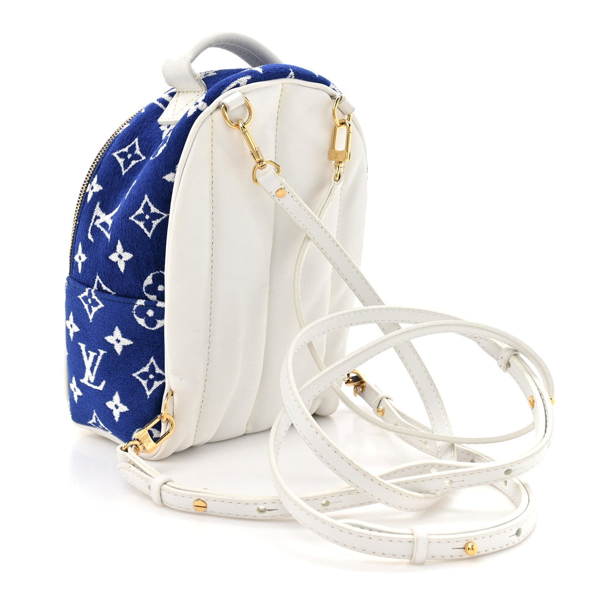 Jacquard Velvet Monogram Palm Springs Backpack Mini Blue