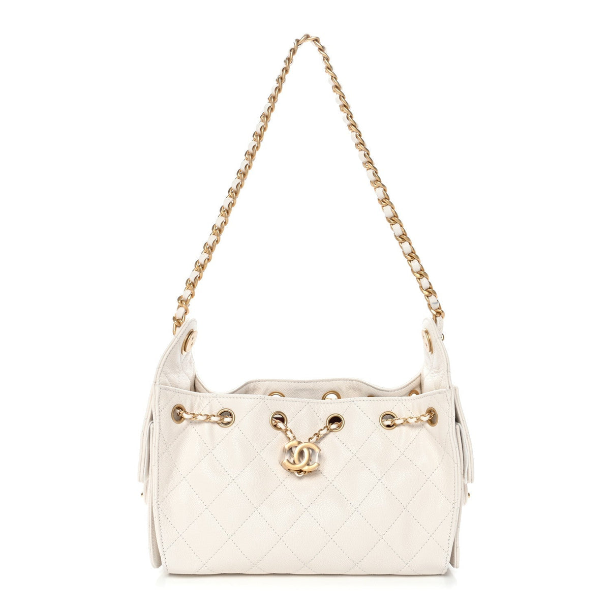 Caviar Quilted Mini Chanel 25 Handbag White