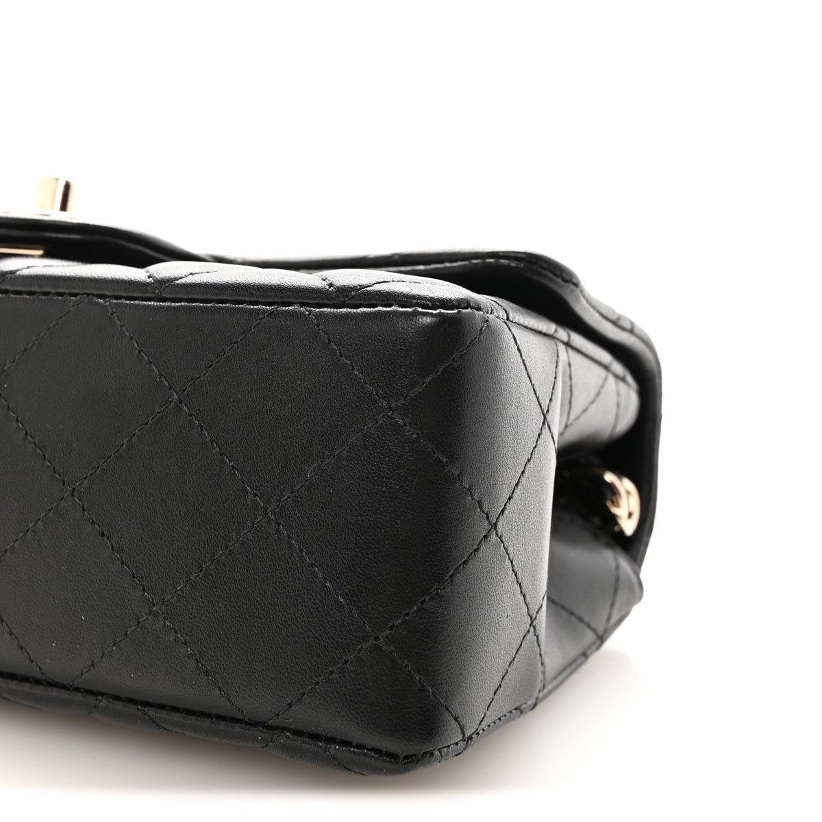 Lambskin Quilted Mini Rectangular Flap Black