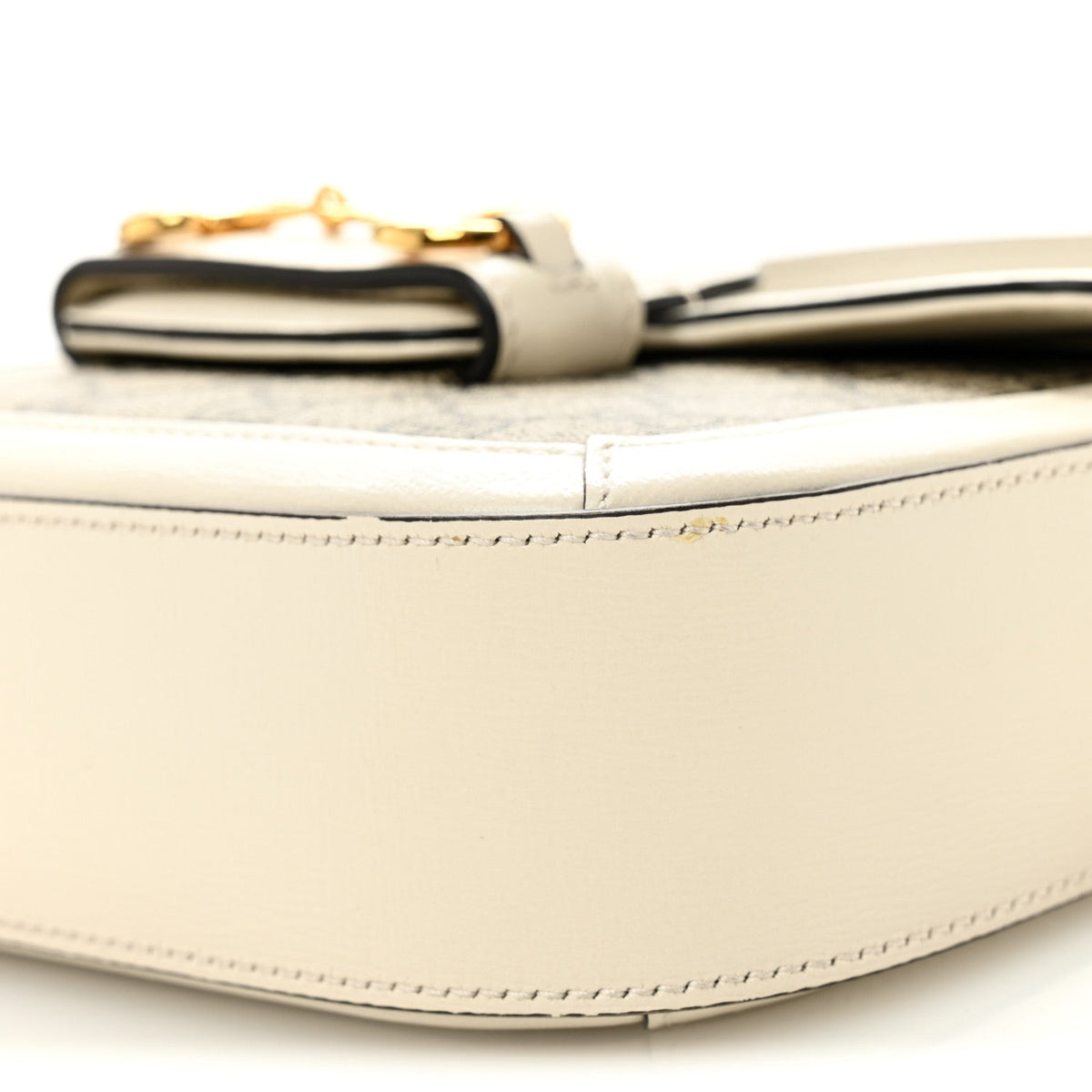 GG Supreme Monogram Web Mini Horsebit 1955 Shoulder Bag Beige Mystic White