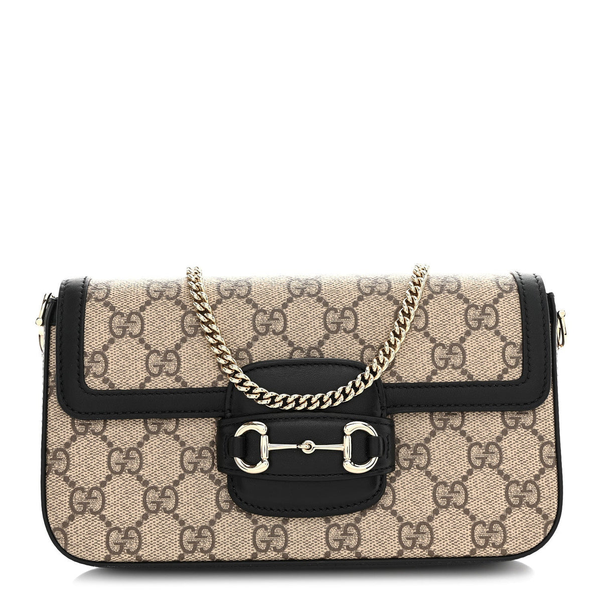 GG Supreme Monogram Azalea Calfskin Horsebit 1955 Mini Bag Beige Black