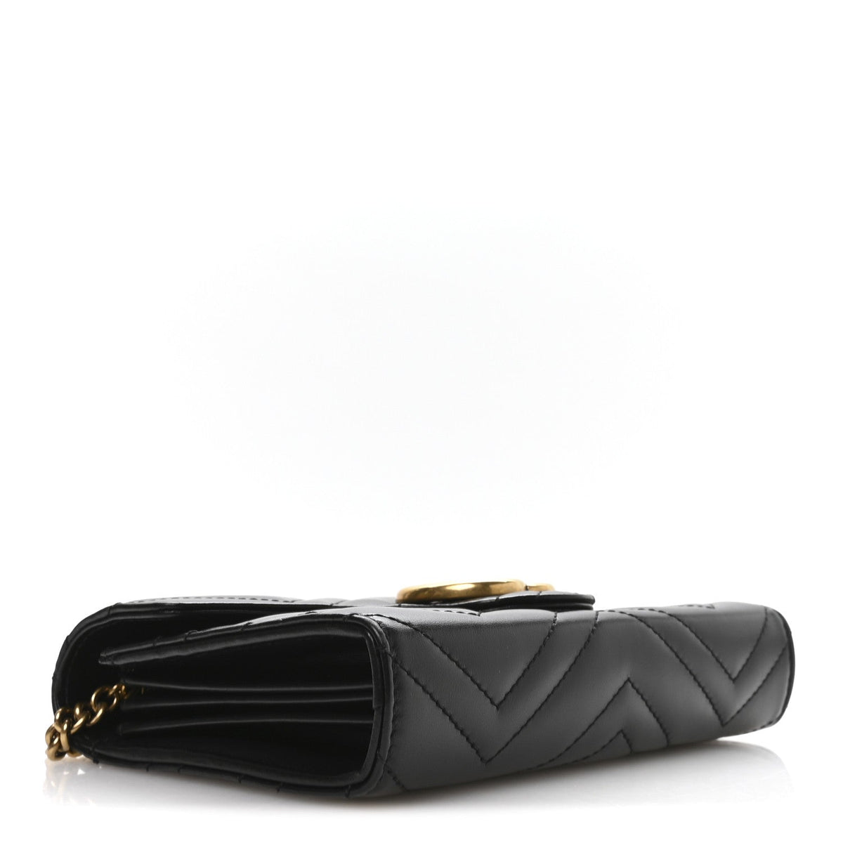 Calfskin Matelasse GG Marmont Chain Wallet Black