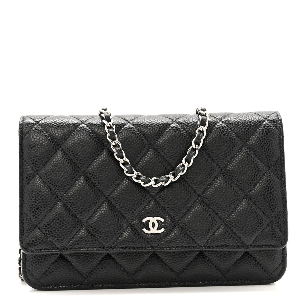 Caviar Quilted Wallet on Chain WOC Black