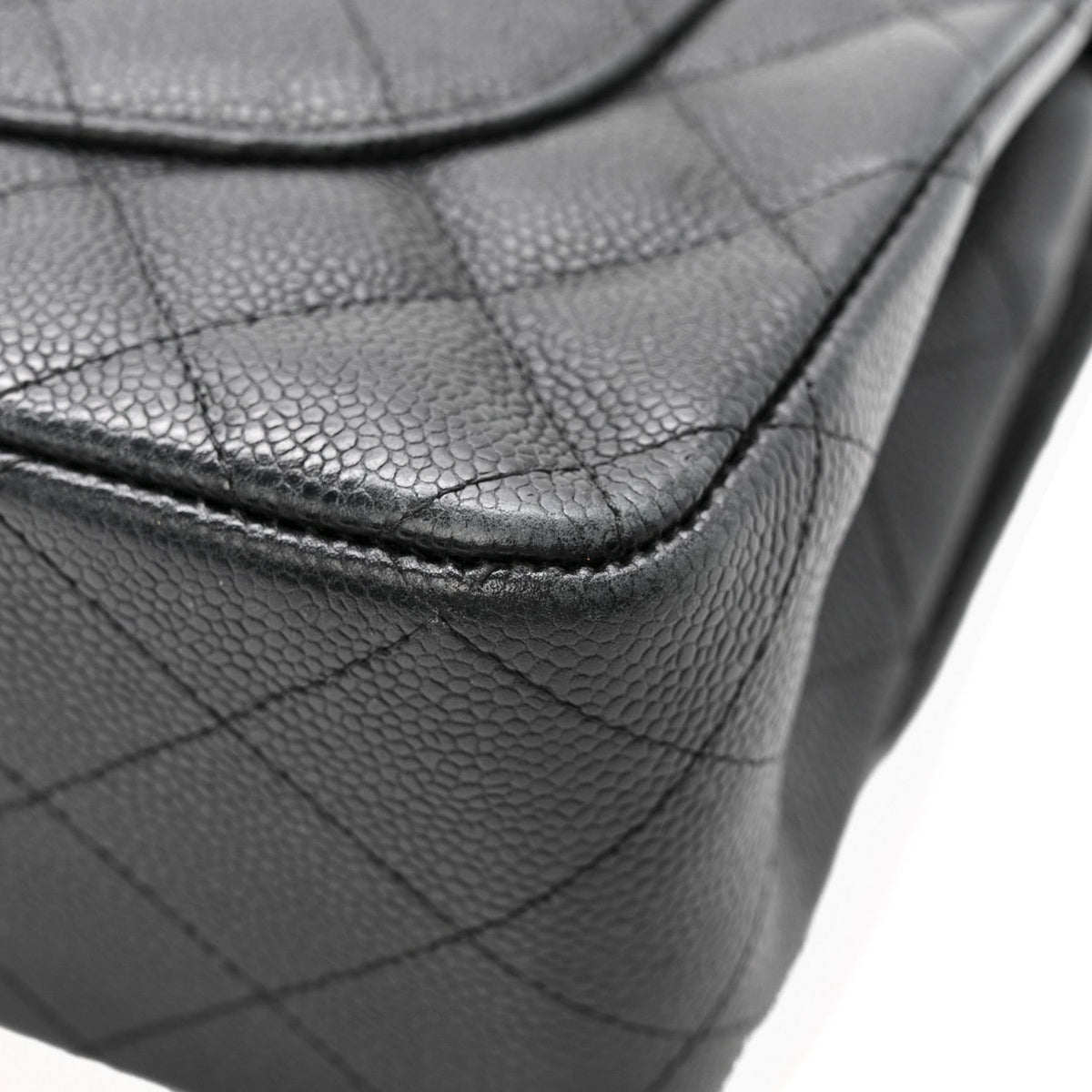 Caviar Quilted Jumbo Double Flap Black