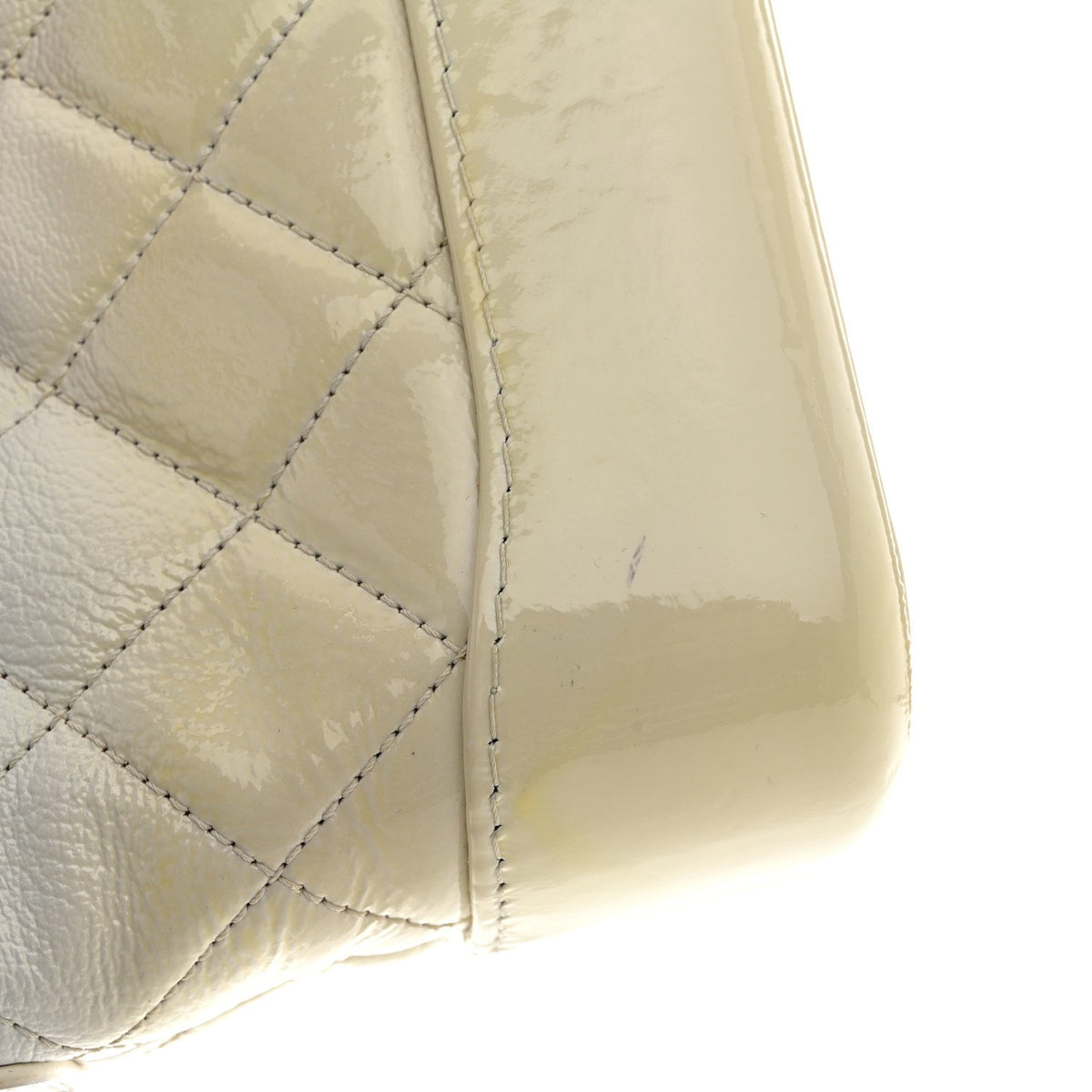 Patent Goatskin Quilted Small Gabrielle Hobo White