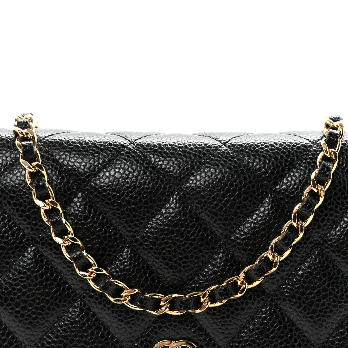 Caviar Quilted Wallet on Chain WOC Black