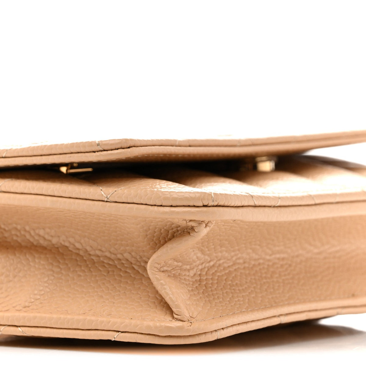Caviar Quilted Wallet on Chain WOC Beige