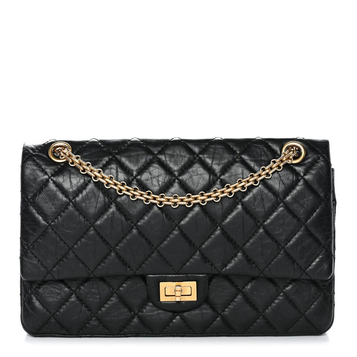 Aged Calfskin Quilted 2.55 Reissue 226 Flap Black