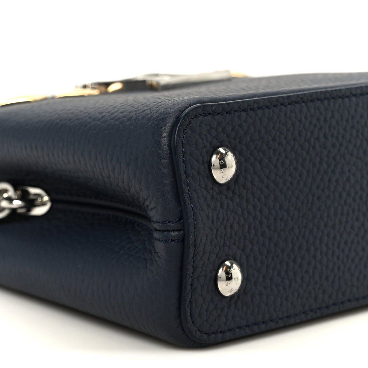 Taurillon Embellished Malletage Crown Mini Capucines Navy