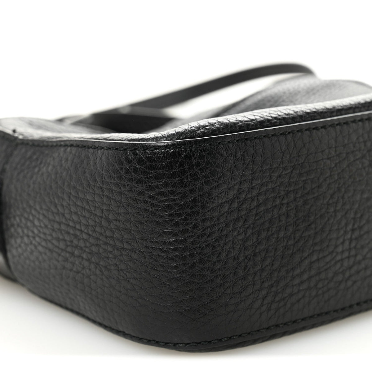 Pebbled Calfskin Studded Small Soho Disco Bag Black