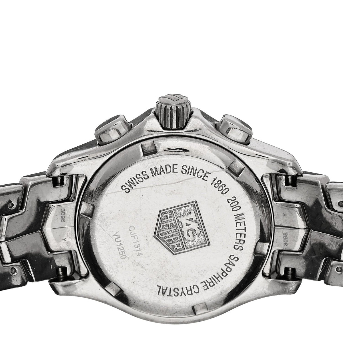 Stainless Steel Diamond Bezel Mother of Pearl 33mm Link Lady Quartz Watch CJF1314