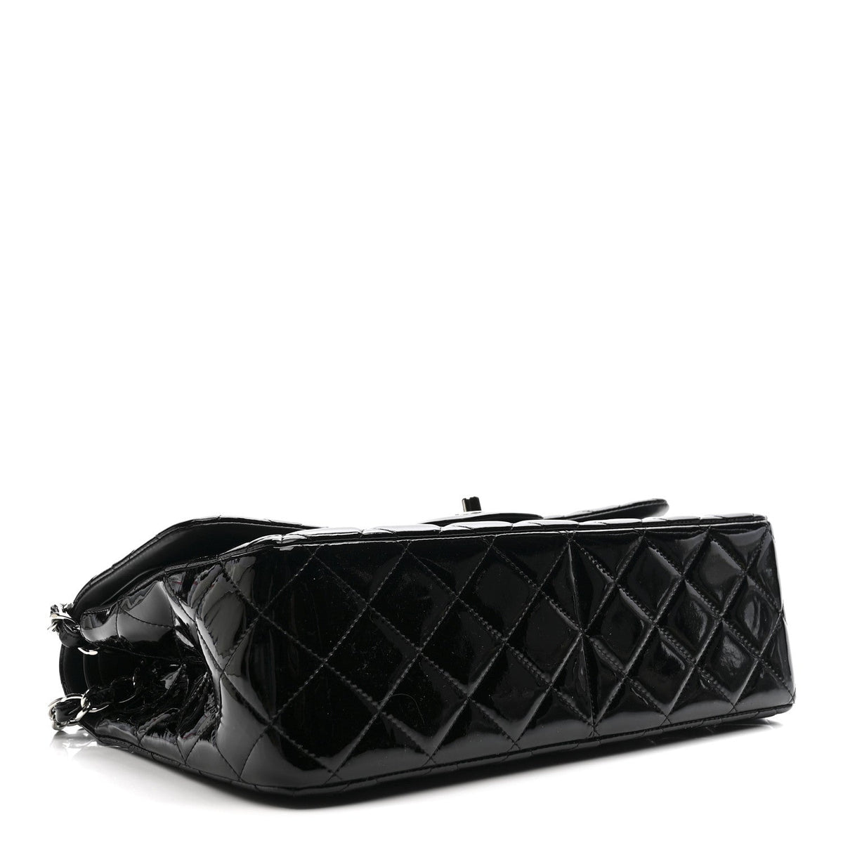 Patent Quilted Jumbo Double Flap Black