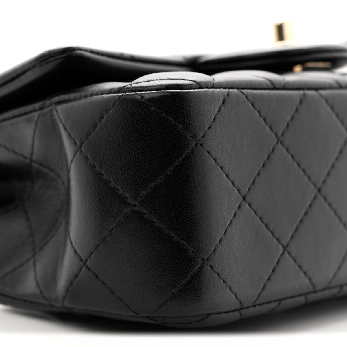 Lambskin Quilted Mini Rectangular Flap Black