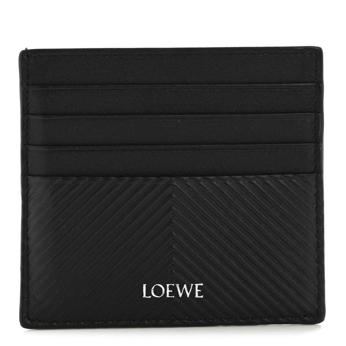 Textured Calfskin Plain Cardholder Black
