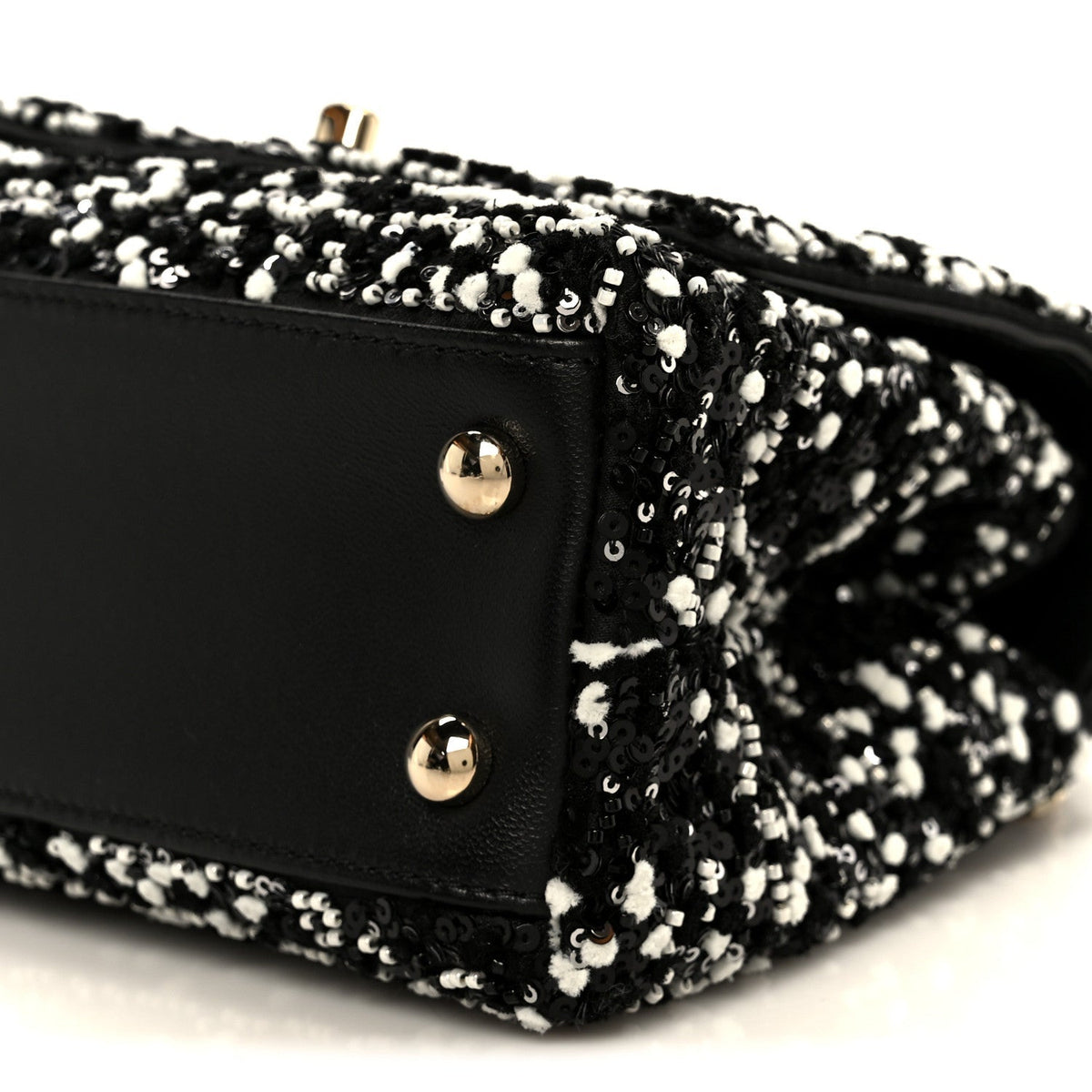 Lambskin Sequin Beaded Extra Mini Coco Handle Flap Black White