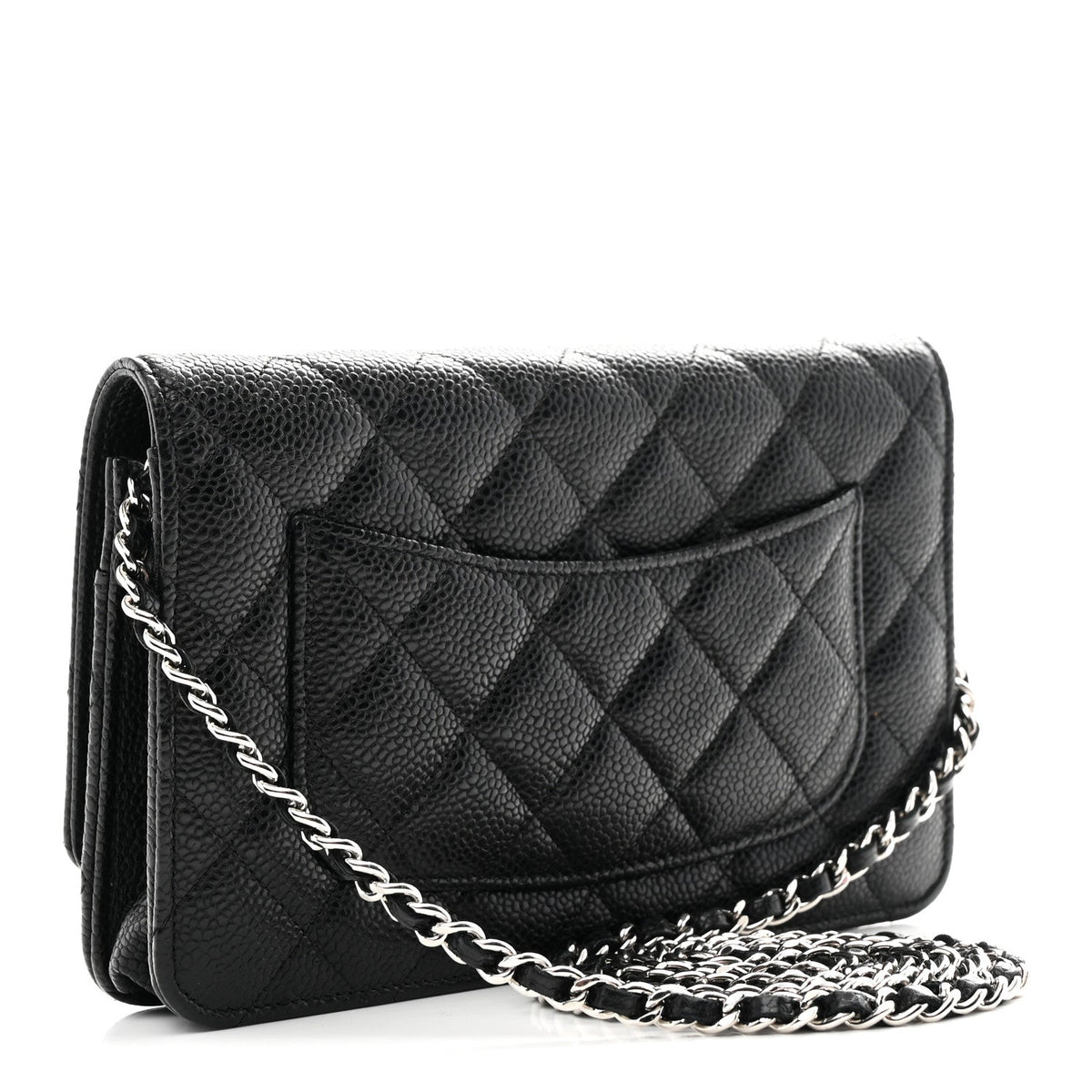 Caviar Quilted Wallet on Chain WOC Black