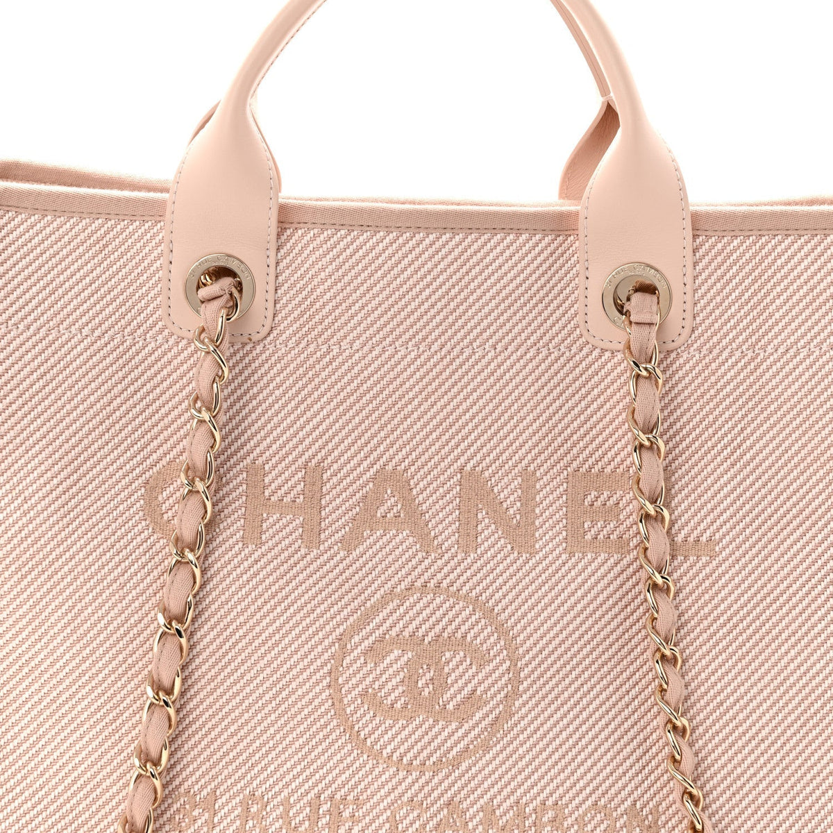 Mixed Fibers Calfskin Medium Deauville Tote Beige