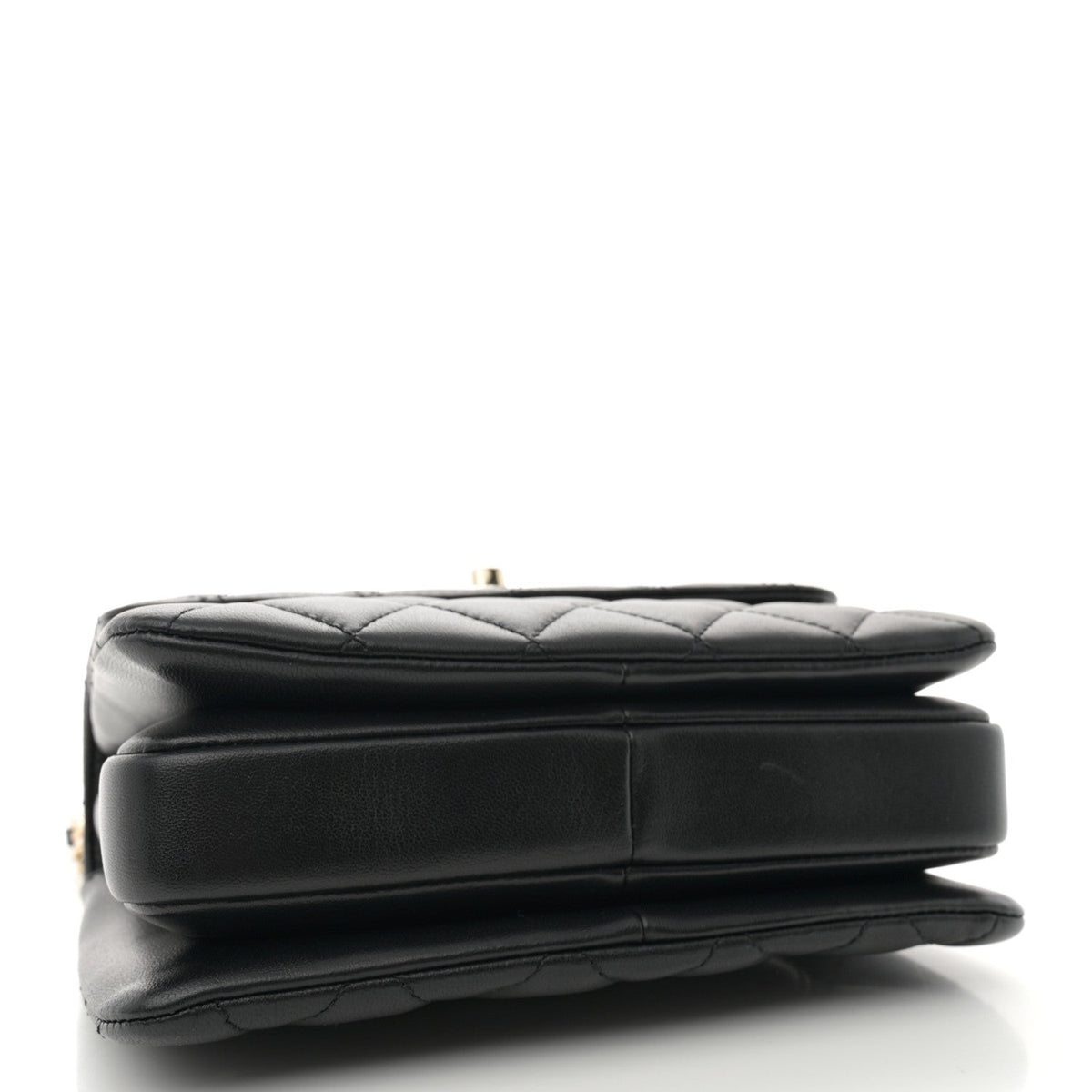 Lambskin Quilted Mini Trendy CC Dual Handle Flap Bag Black