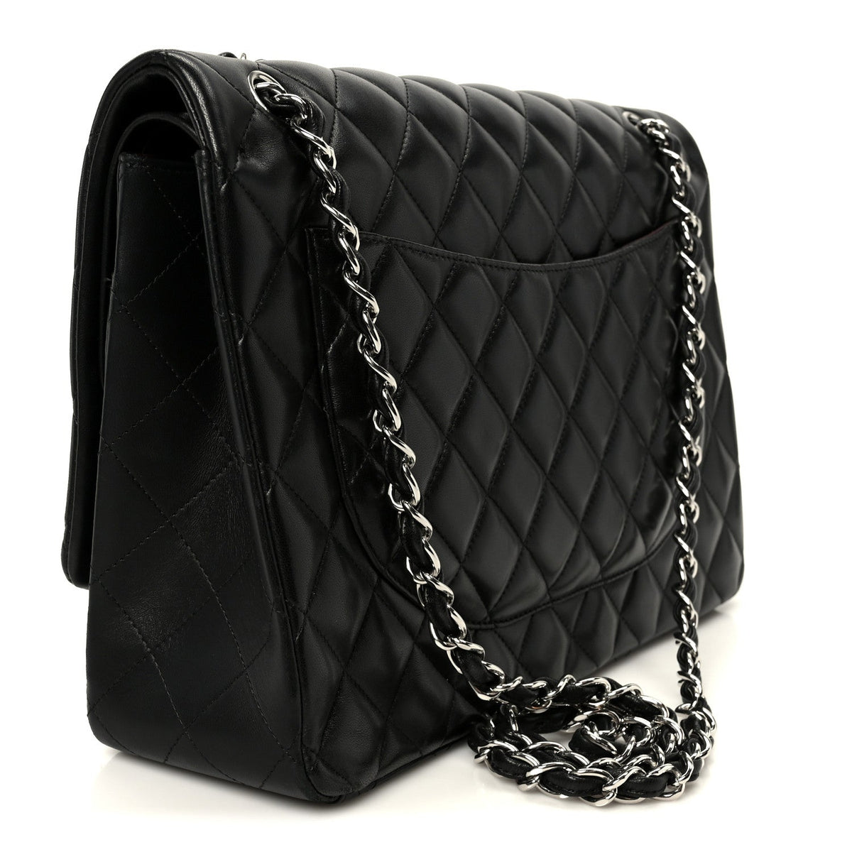 Lambskin Quilted Maxi Double Flap Black