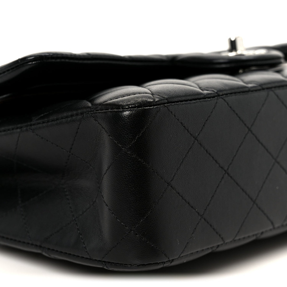Lambskin Quilted Medium Double Flap Black