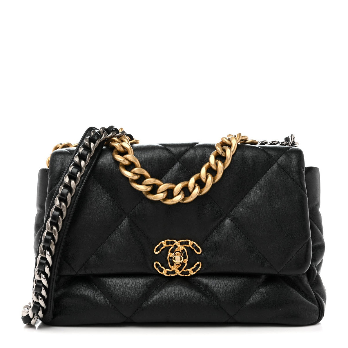 Lambskin Quilted Large Chanel 19 Flap Black