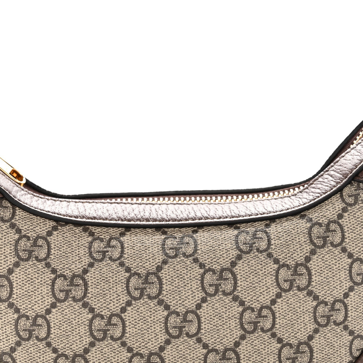 GG Supreme Monogram Textured Calfskin Web Mini Ophidia Half Moon Hobo Beige Ebony New Acero