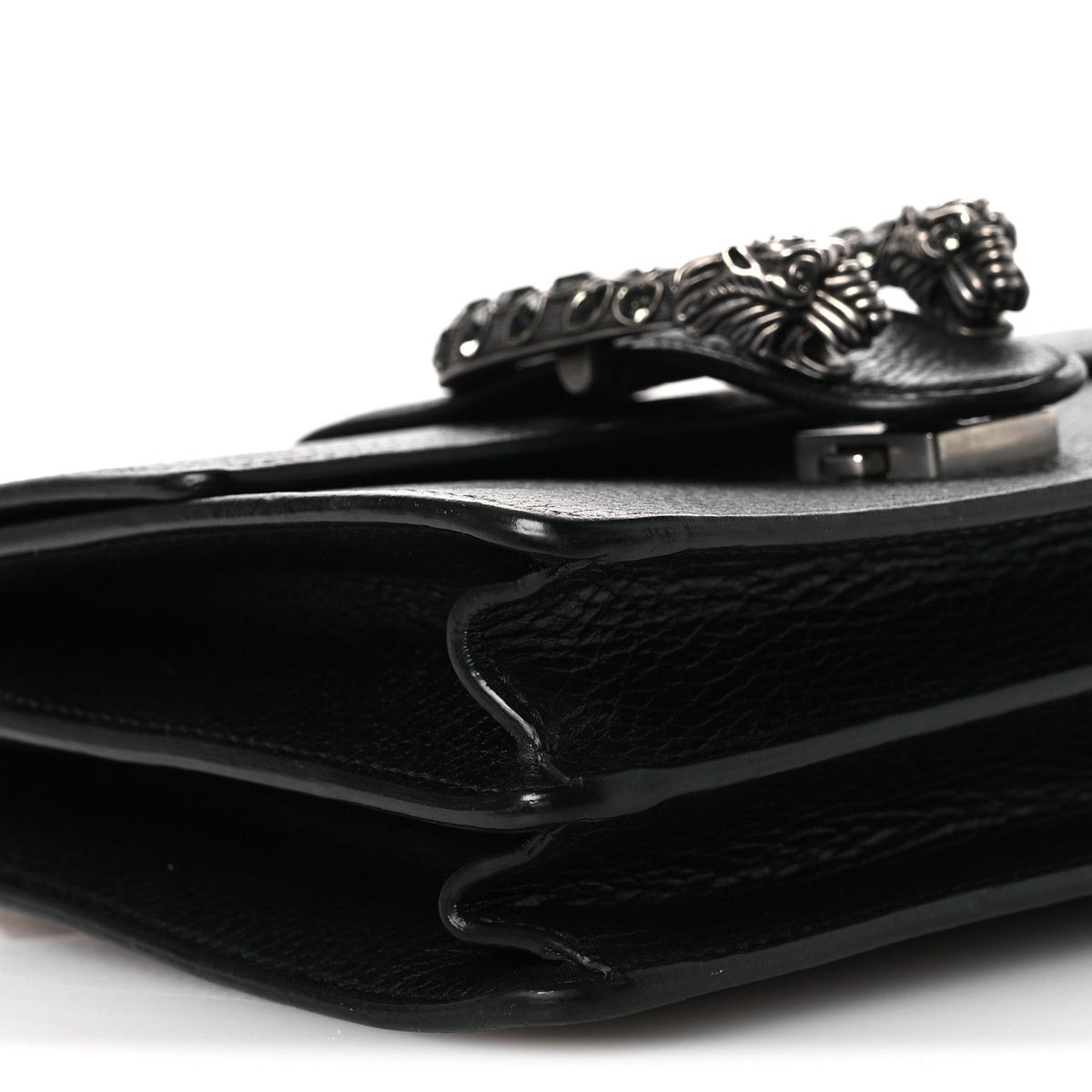 Dollar Calfskin Crystal Web Mini Dionysus Bamboo Top Handle Bag Black Black Diamond