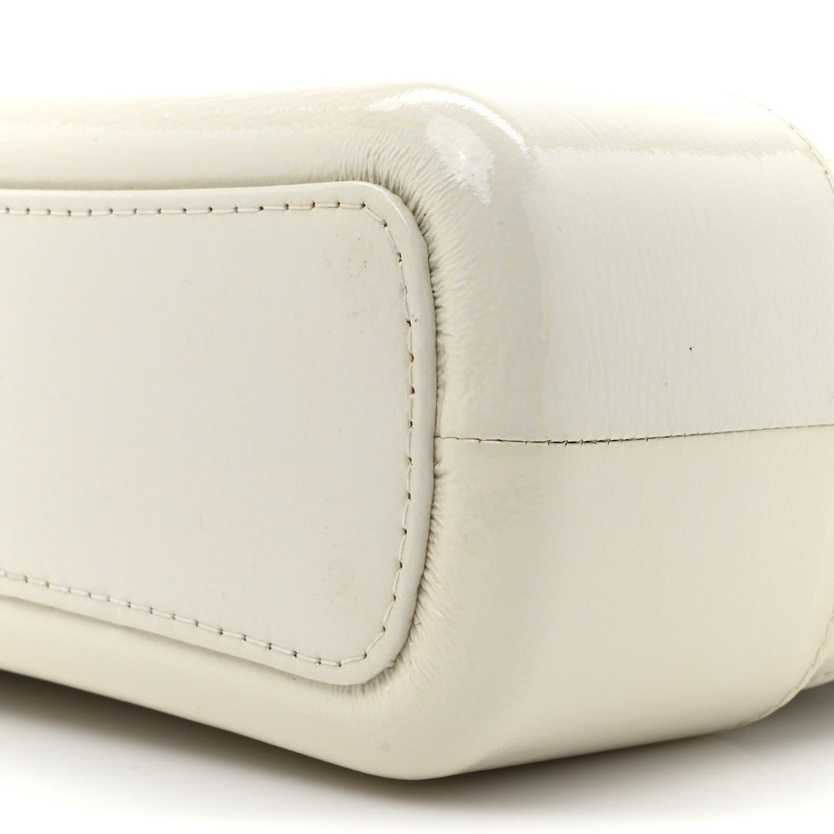 Patent Goatskin Quilted Medium Gabrielle Hobo White