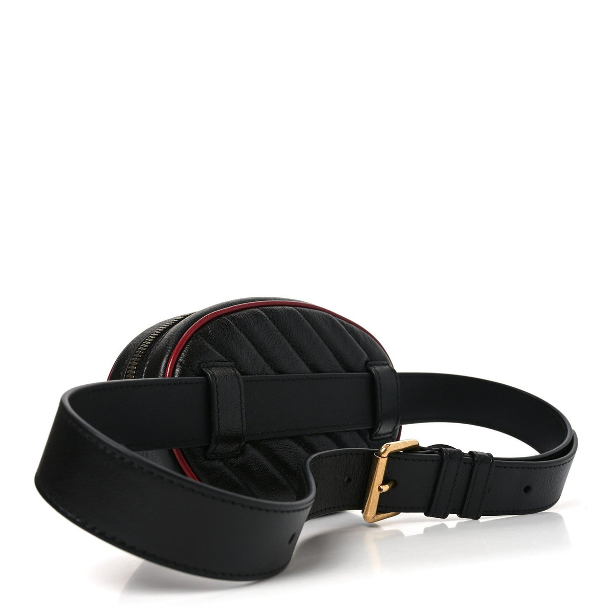 Azalea Calfskin Matelasse Diagonal Torchon GG Marmont Belt Bag 75 30 Black Romantic Cerise