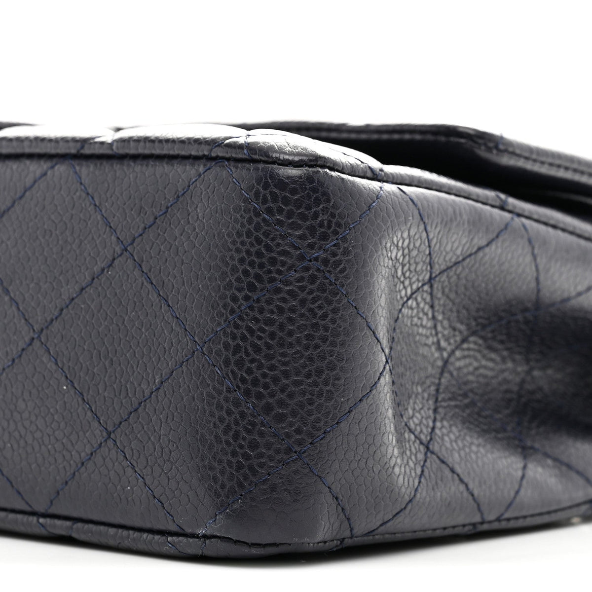Caviar Quilted Medium Double Flap Navy