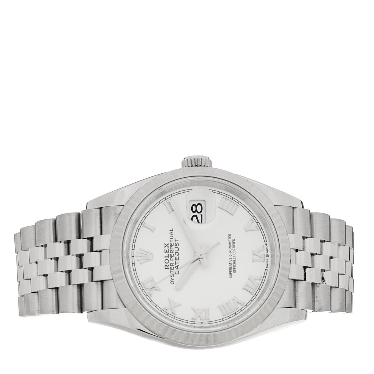Stainless Steel 18K White Gold 36mm Oyster Perpetual Datejust Watch White Roman 126234