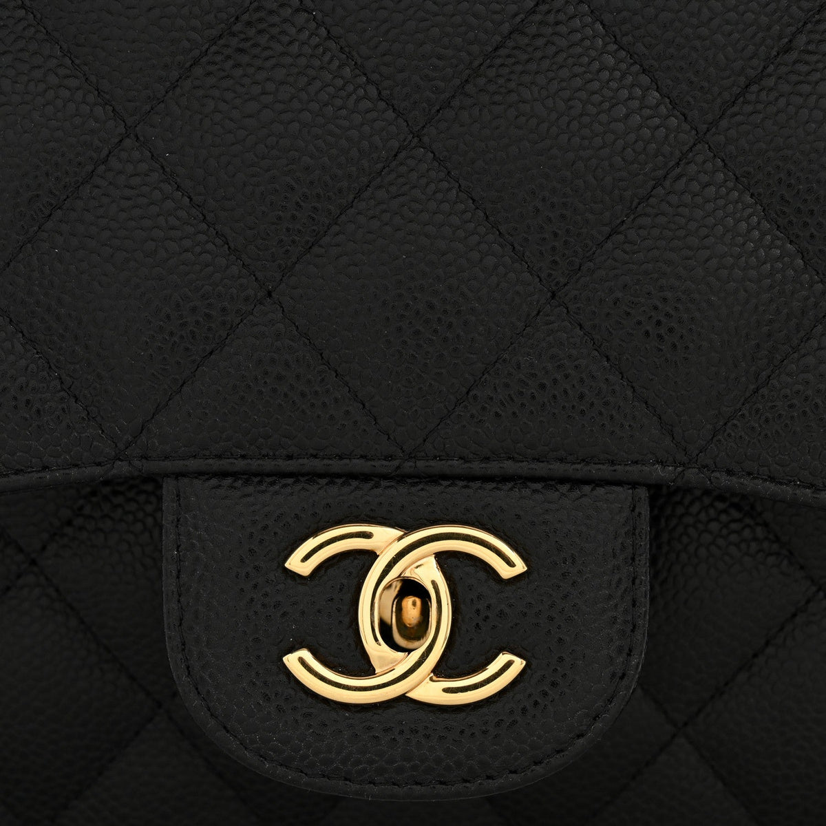 Caviar Quilted Jumbo Double Flap Black