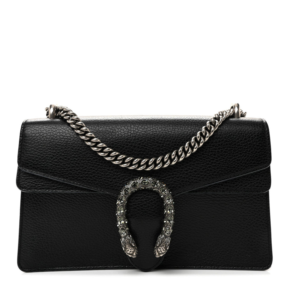 Pebbled Calfskin Small Dionysus Shoulder Bag Black