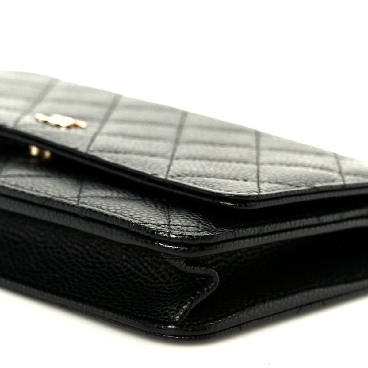 Caviar Quilted Wallet on Chain WOC Black