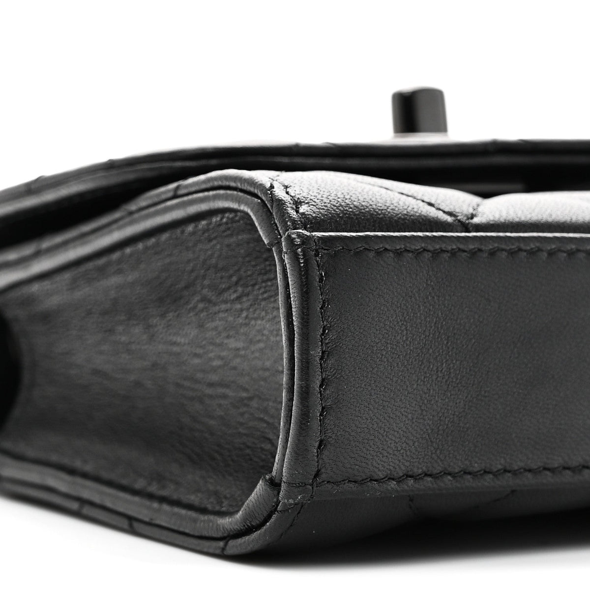 Lambskin Quilted Mini Trendy CC Clutch With Chain So Black