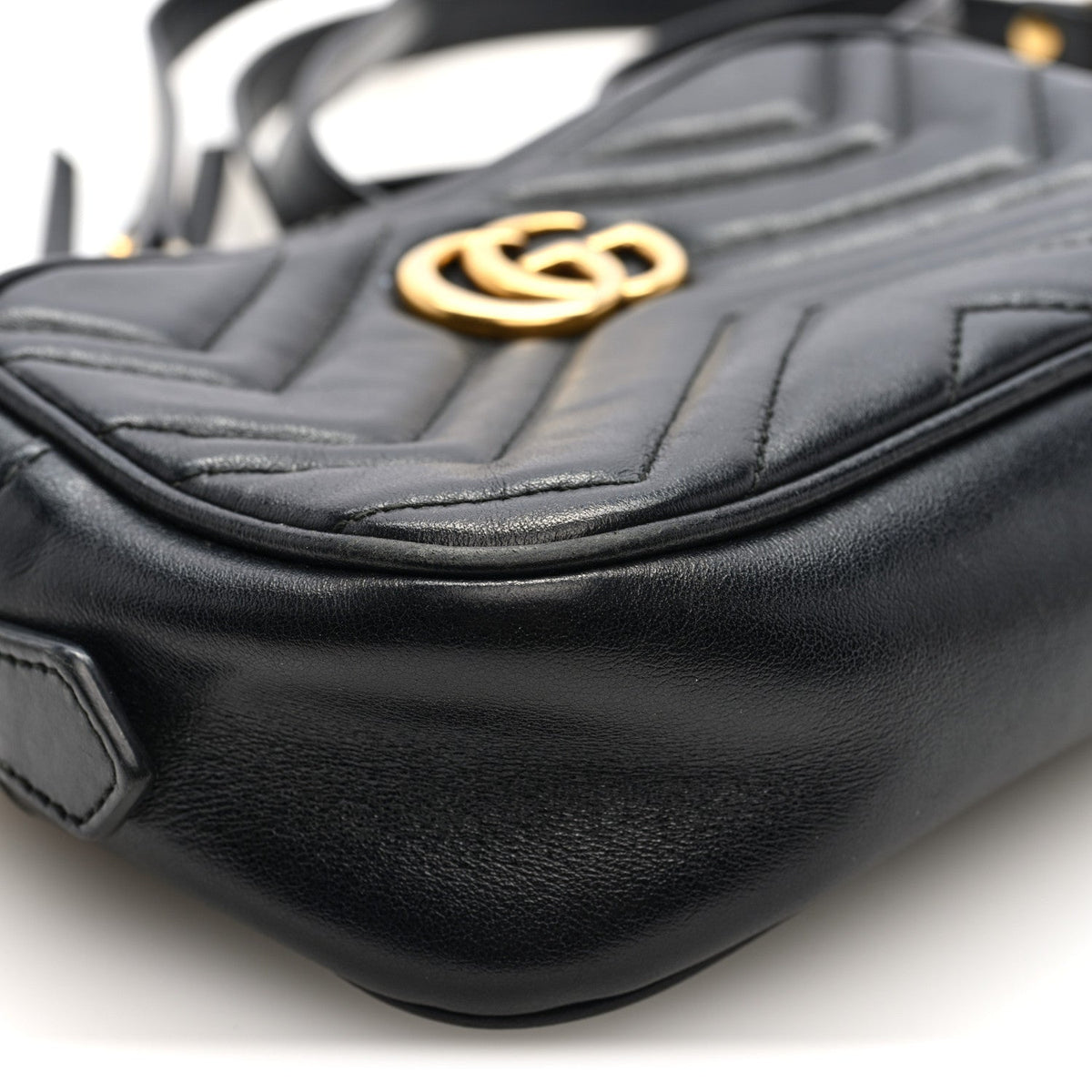 Calfskin Matelasse Mini GG Marmont Chain Shoulder Bag Black