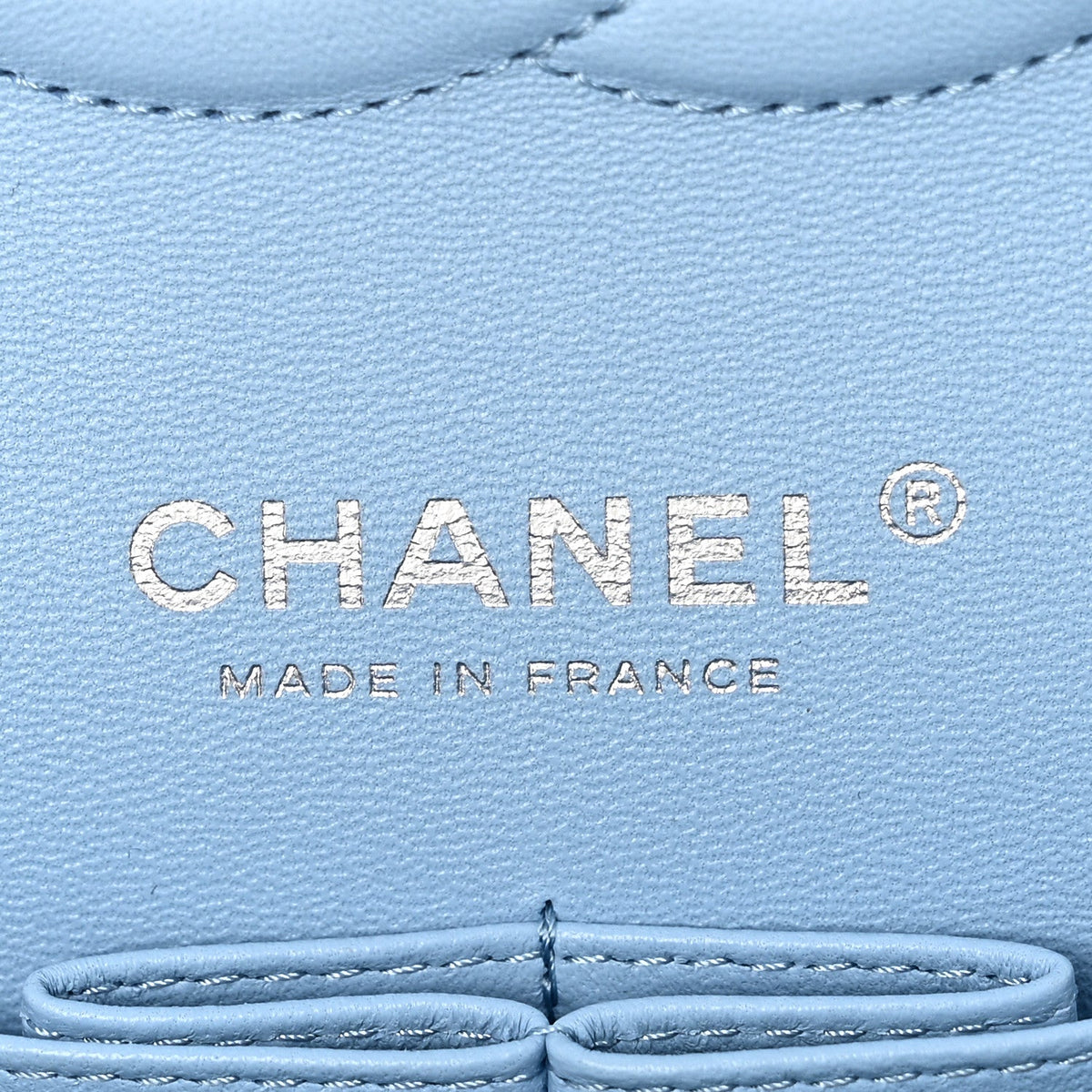 Denim Quilted Medium Double Flap Light Blue