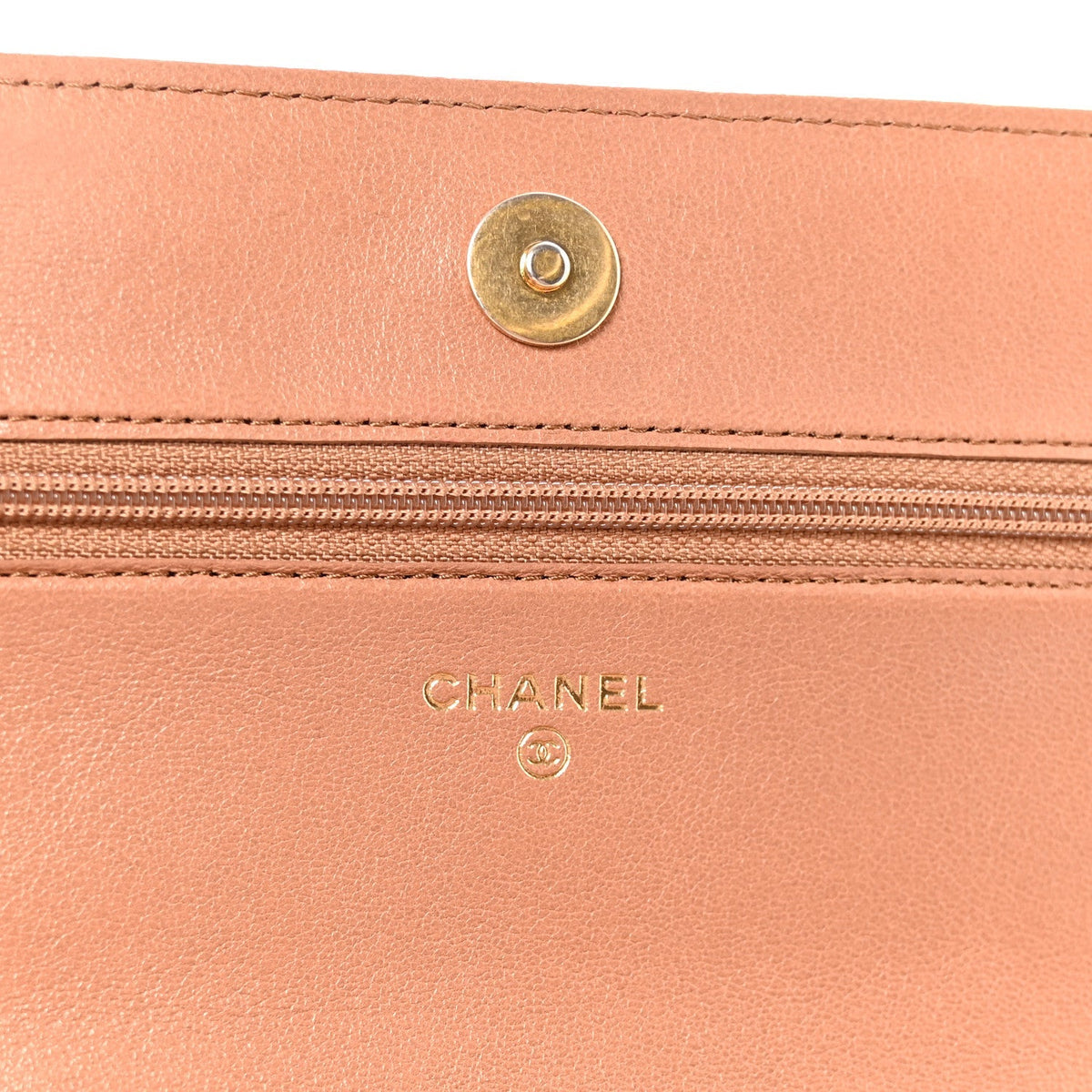 Lambskin Quilted Chanel 19 Wallet On Chain WOC Brown