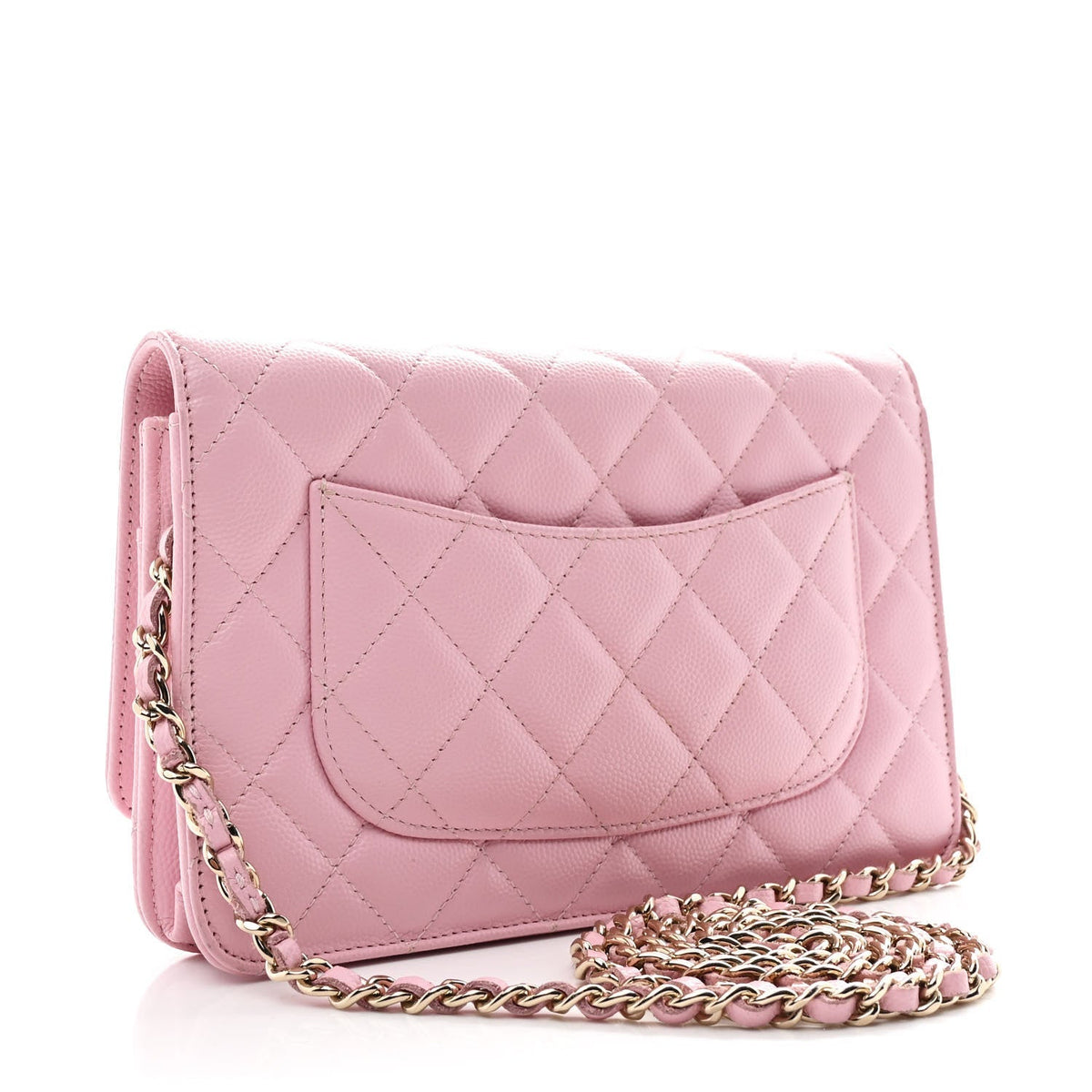 Caviar Quilted Wallet on Chain WOC Light Pink