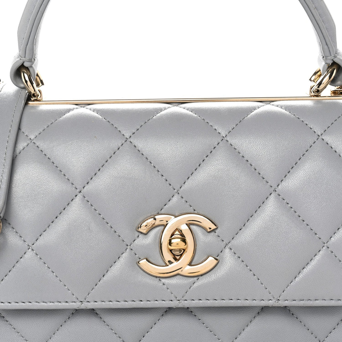 Lambskin Quilted Small Trendy CC Flap Dual Handle Bag Grey