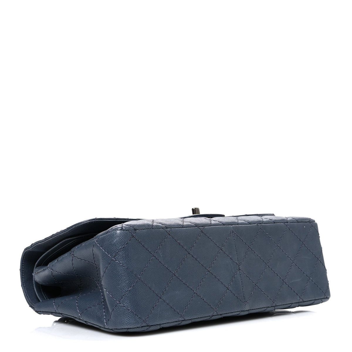 Caviar Quilted Jumbo Double Flap Dark Grey
