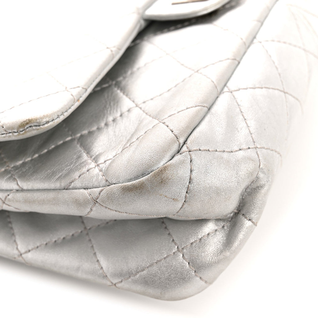 Metallic Lambskin Quilted 2.55 Reissue 227 Flap Silver