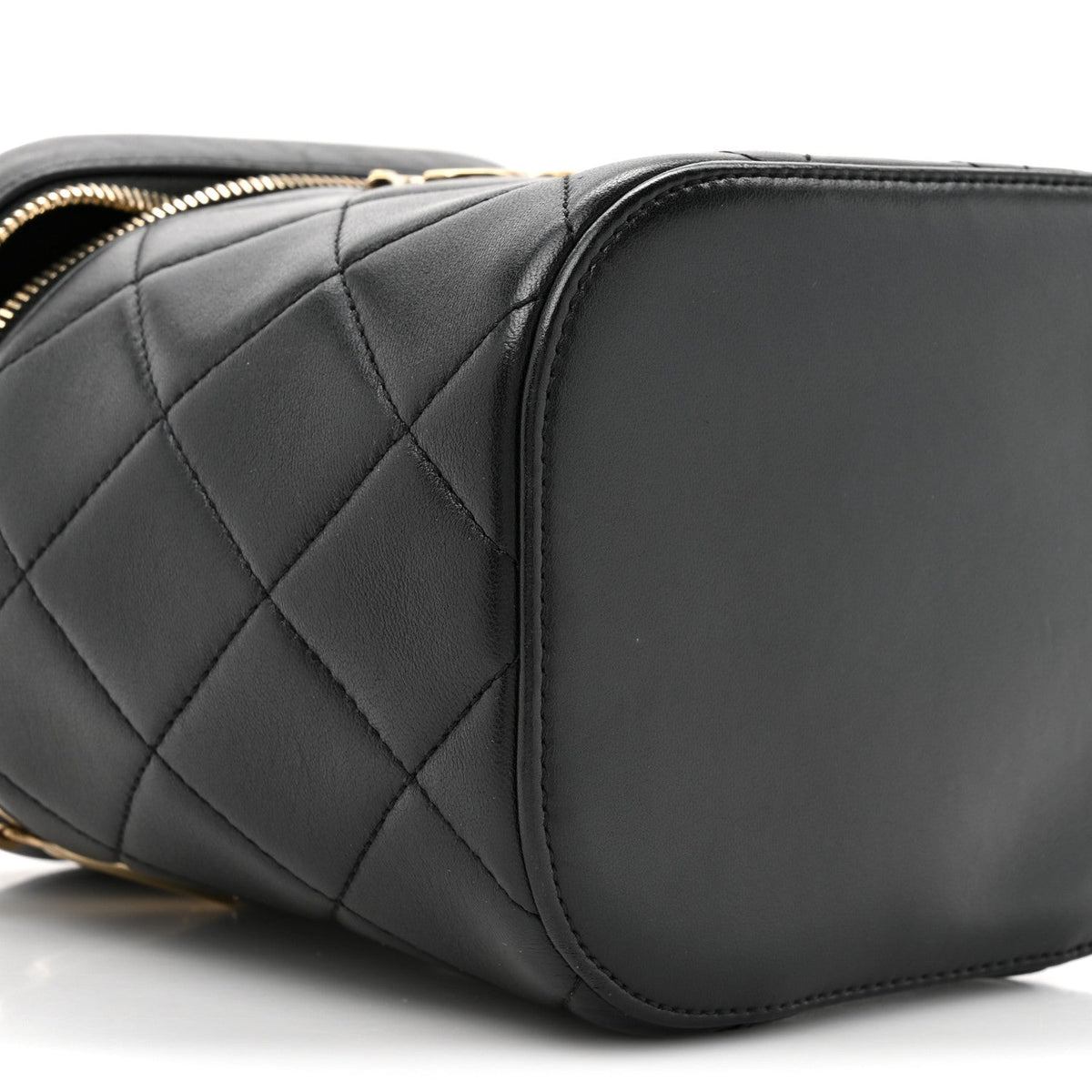 Lambskin Quilted Trendy Vanity Case Black