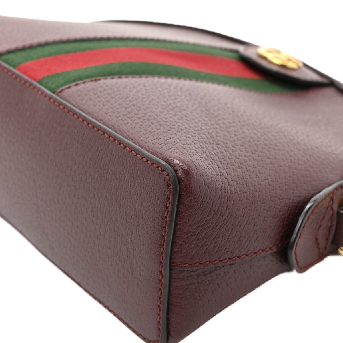 Textured Dollar Calfskin Web Small Ophidia Dome Shoulder Bag Burgundy