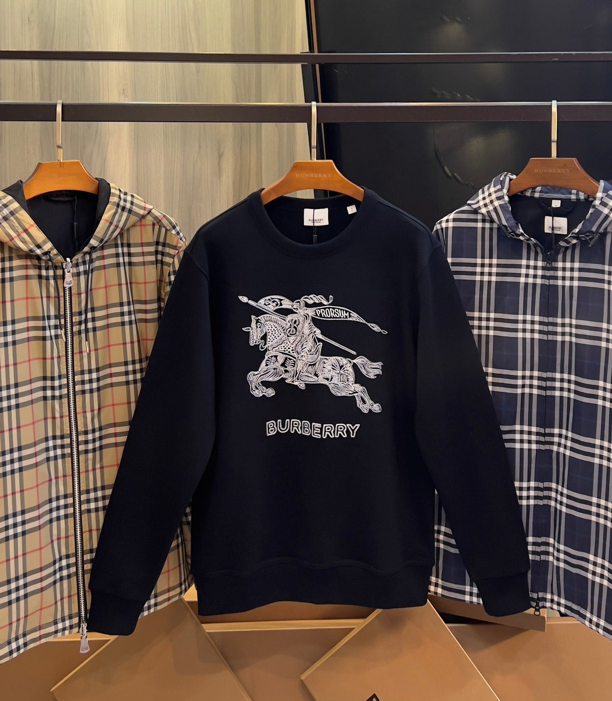 Burberry Equestrian Knight Embroidered Cotton Sweatshirt