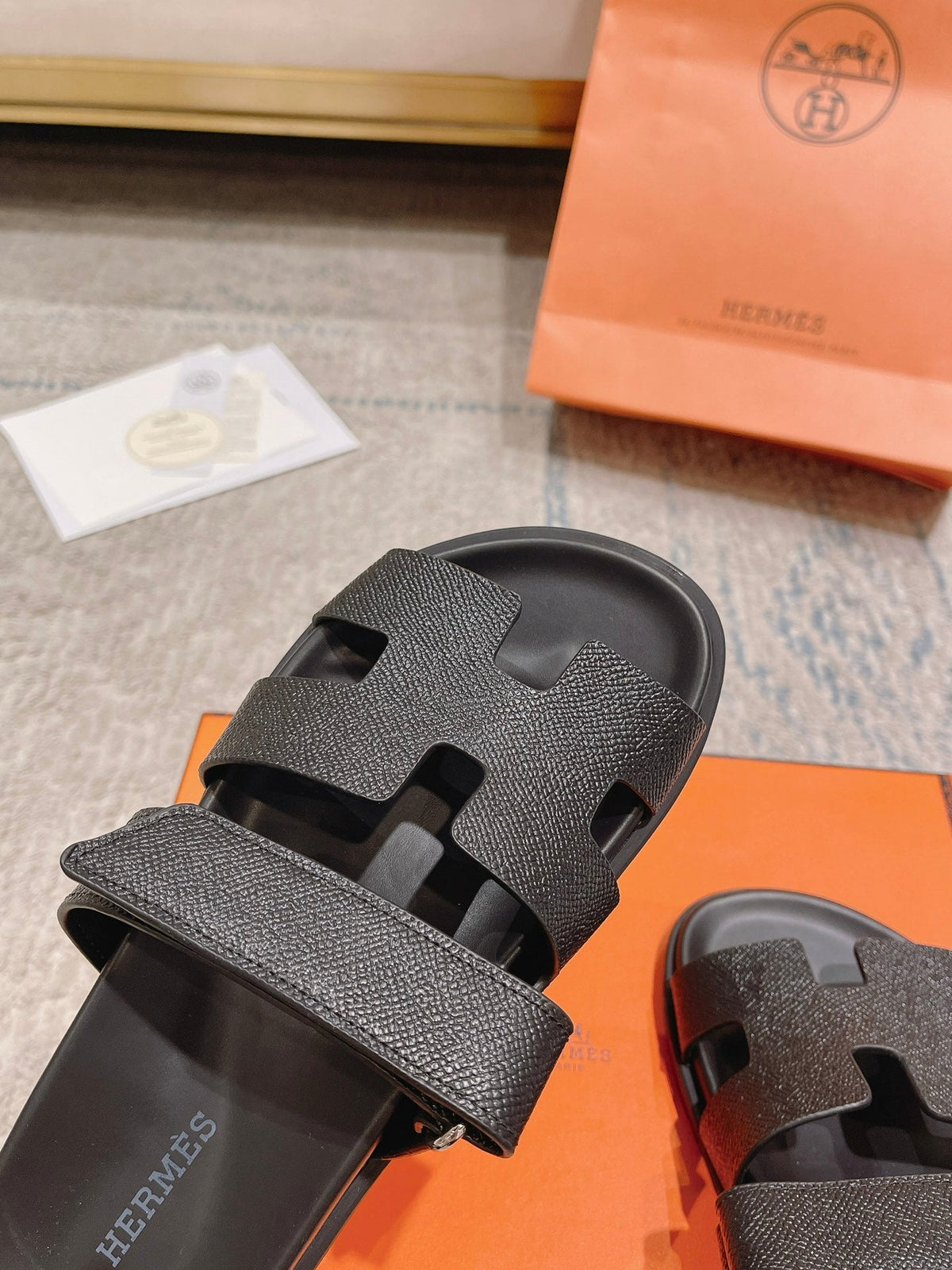 Hermès Chypre Suede Unisex Slides